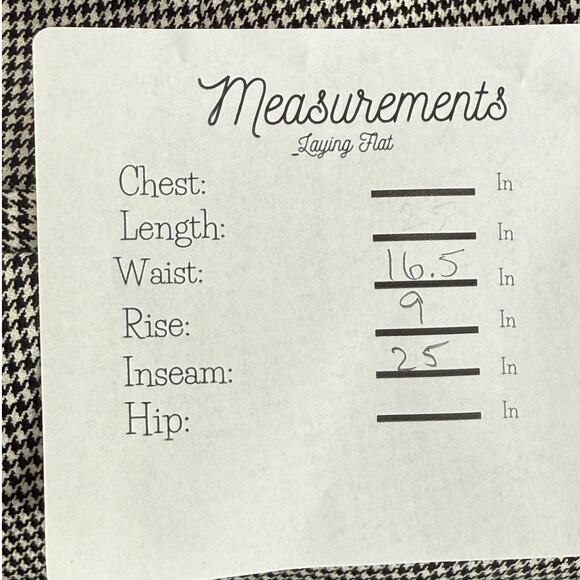 Zara Gingham Straight Leg Crop Slim Pant Ankle Fold Detail Pocket M Black White - Picture 9 of 16